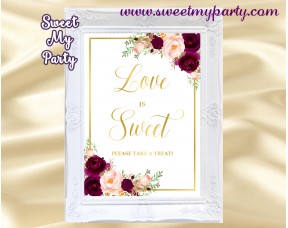 Burgundy Love is Sweet sign, Gold love is sweet sign, (61c)